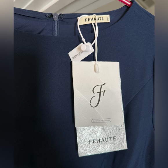 NWT Fehaute Navy Blue Structured Dress - Picture 3 of 5